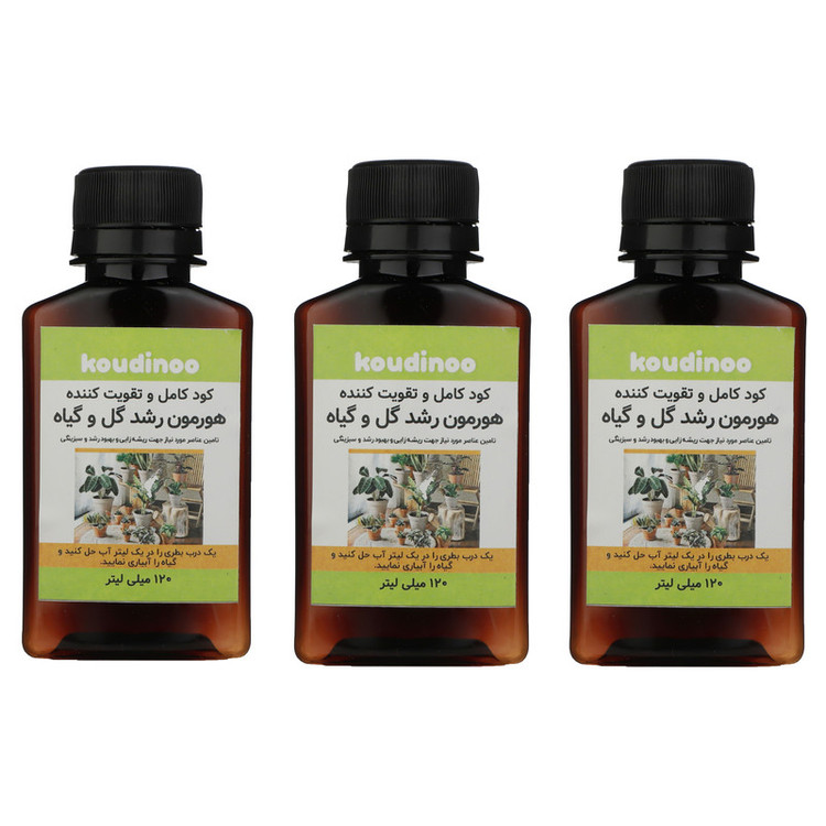 کود کامل و تقویت کننده هورمون رشد گل و گیاه کودینو مدل K-20 حجم 120 میلی لیتر بسته 3 عددی